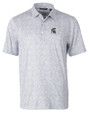 Michigan State Spartans Cutter & Buck Pike Constellation Print Stretch Mens Polo Polished Medium Gray Mannequin
