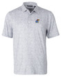 Kansas Jayhawks Cutter & Buck Pike Constellation Print Stretch Mens Polo Polished Medium Gray Mannequin