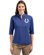 Indianapolis Colts Cutter & Buck Virtue Eco Pique Recycled Half Zip Pullover Womens Hoodie Tour Blue Front
