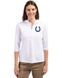Indianapolis Colts Cutter & Buck Virtue Eco Pique Recycled Half Zip Pullover Womens Hoodie White Front