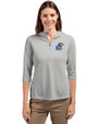 Kansas Jayhawks Cutter & Buck Virtue Eco Pique Recycled Half Zip Pullover Womens Hoodie Polished Medium Gray Front