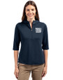 New York Giants Cutter & Buck Virtue Eco Pique Recycled Half Zip Pullover Womens Hoodie Navy Blue Front