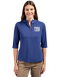 New York Giants Cutter & Buck Virtue Eco Pique Recycled Half Zip Pullover Womens Hoodie Tour Blue Front