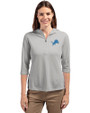 Detroit Lions Cutter & Buck Virtue Eco Pique Recycled Half Zip Pullover Womens Hoodie Polished Medium Gray Front