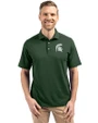 Michigan State Spartans Cutter & Buck Virtue Eco Pique Recycled Mens Big and Tall Polo Hunter Green Front