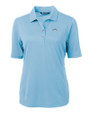Los Angeles Chargers Cutter & Buck Virtue Eco Pique Recycled Womens Polo Atlas Light Blue Mannequin
