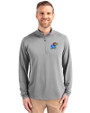 Kansas Jayhawks Cutter & Buck Virtue Eco Pique Recycled Quarter Zip Mens Pullover Polished Medium Gray Front