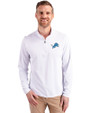 Detroit Lions Cutter & Buck Virtue Eco Pique Recycled Quarter Zip Mens Pullover White Front