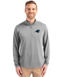 Carolina Panthers Cutter & Buck Virtue Eco Pique Recycled Quarter Zip Mens Pullover Polished Medium Gray Front