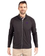 Kansas State Wildcats Cutter & Buck Adapt Eco Knit Hybrid Recycled Mens Full Zip Jacket Black Front