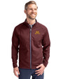 Minnesota Golden Gophers Cutter & Buck Adapt Eco Knit Hybrid Recycled Mens Full Zip Jacket Bordeaux Front