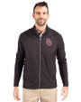 Oklahoma Sooners  Cutter & Buck Adapt Eco Knit Hybrid Recycled Mens Full Zip Jacket Black Front