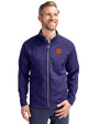 Clemson Tigers Cutter & Buck Adapt Eco Knit Hybrid Recycled Mens Full Zip Jacket College Purple Front