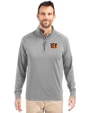 Cincinnati Bengals Cutter & Buck Adapt Eco Knit Stretch Recycled Mens Quarter Zip Pullover Polished Medium Gray Front