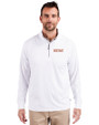 UOP Tigers Cutter & Buck Adapt Eco Knit Stretch Recycled Mens Quarter Zip Pullover White Front
