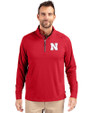 Nebraska Cornhuskers Cutter & Buck Adapt Eco Knit Stretch Recycled Mens Quarter Zip Pullover Red Front