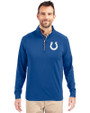 Indianapolis Colts Cutter & Buck Adapt Eco Knit Stretch Recycled Mens Quarter Zip Pullover Tour Blue Front