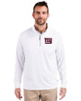 New York Giants Cutter & Buck Adapt Eco Knit Stretch Recycled Mens Quarter Zip Pullover White Front