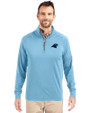 Carolina Panthers Cutter & Buck Adapt Eco Knit Stretch Recycled Mens Quarter Zip Pullover Atlas Light Blue Front