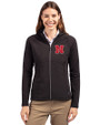 Nebraska Cornhuskers Cutter & Buck Adapt Eco Knit Hybrid Recycled Womens Full Zip Jacket Black Front