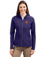 Clemson Tigers Cutter & Buck Adapt Eco Knit Hybrid Recycled Womens Full Zip Jacket College Purple Front