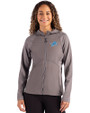 Detroit Lions Cutter & Buck Adapt Recycled Soft Knit Stretch Womens Hybrid Full Zip Jacket Elemental Grey Front