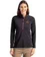 Maryland Terrapins Cutter & Buck Adapt Eco Knit Stretch Recycled Womens Half Zip Pullover Black/Red Front