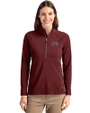 Montana Grizzlies Cutter & Buck Adapt Eco Knit Stretch Recycled Womens Half Zip Pullover Bordeaux Front