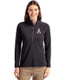 Appalachian State Mountaineers Cutter & Buck Adapt Eco Knit Stretch Recycled Womens Half Zip Pullover Black Front