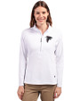 Atlanta Falcons Cutter & Buck Adapt Eco Knit Stretch Recycled Womens Half Zip Pullover White Front
