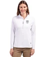 Emory Eagles Cutter & Buck Adapt Eco Knit Stretch Recycled Womens Half Zip Pullover White Front