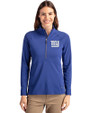 New York Giants Cutter & Buck Adapt Eco Knit Stretch Recycled Womens Half Zip Pullover Tour Blue Front