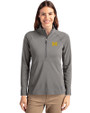 Michigan Wolverines Cutter & Buck Adapt Eco Knit Stretch Recycled Womens Half Zip Pullover Elemental Grey Front