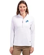 Detroit Lions Cutter & Buck Adapt Recycled Soft Knit Stretch Womens Half Zip Pullover White Front