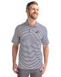 Montana State Bobcats Cutter & Buck Virtue Eco Pique Stripe Recycled Mens Polo Navy Blue Front