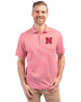 Nebraska Cornhuskers Cutter & Buck Virtue Eco Pique Stripe Recycled Mens Polo Red Front