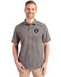 Las Vegas Raiders Cutter & Buck Virtue Eco Pique Stripe Recycled Mens Polo Black Front