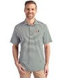 Miami Hurricanes Cutter & Buck Virtue Eco Pique Stripe Recycled Mens Polo Hunter Green Front