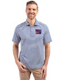 New York Giants Cutter & Buck Virtue Eco Pique Stripe Recycled Mens Polo Tour Blue Front