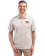 Dayton Flyers Cutter & Buck Virtue Eco Pique Stripe Recycled Mens Polo Polished Medium Gray Front