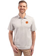 Clemson Tigers Cutter & Buck Virtue Eco Pique Stripe Recycled Mens Polo Polished Medium Gray Front