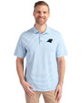 Carolina Panthers Cutter & Buck Virtue Eco Pique Stripe Recycled Mens Polo Atlas Light Blue Front