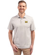Michigan Wolverines Cutter & Buck Virtue Eco Pique Stripe Recycled Mens Polo Polished Medium Gray Front