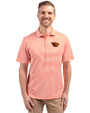 Oregon State Beavers Cutter & Buck Virtue Eco Pique Stripe Recycled Mens Polo College Orange Front