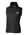 North Carolina A&T Aggies Cutter & Buck Mainsail Sweater-Knit Womens Full Zip Asymmetrical Vest Charcoal Heather Mannequin