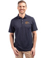 Pepperdine Waves Cutter & Buck Virtue Eco Pique Tile Print Recycled Mens Polo Navy Blue Front