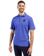Memphis Tigers Cutter & Buck Virtue Eco Pique Tile Print Recycled Mens Polo Chelan Blue Front