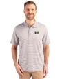 Jackson State Tigers Cutter & Buck Forge Tonal Stripe Stretch Mens Big and Tall Polo Polished Medium Gray Front