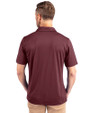 North Carolina Central Eagles Cutter & Buck Prospect Eco Textured Stretch Recycled Mens Short Sleeve Polo Bordeaux Back