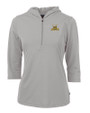 North Carolina A&T Aggies Cutter & Buck Virtue Eco Pique Recycled Half Zip Pullover Womens Hoodie Polished Medium Gray Mannequin